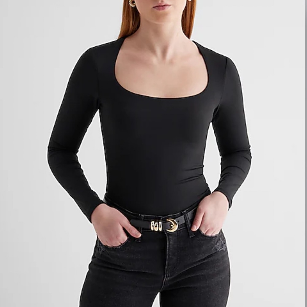 Express Body Contour Black Long Sleeve Bodysuit